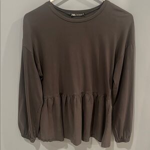 Zara Peplum Cotton Long Sleeve top
